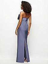 Rear View Thumbnail - French Blue Strapless Satin Column Maxi Dress with Oversized Handcrafted Bow
