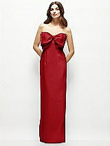 Alt View 2 Thumbnail - Garnet Strapless Satin Column Maxi Dress with Oversized Handcrafted Bow