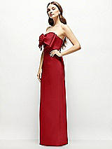 Alt View 3 Thumbnail - Garnet Strapless Satin Column Maxi Dress with Oversized Handcrafted Bow