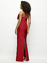 Rear View Thumbnail - Garnet Strapless Satin Column Maxi Dress with Oversized Handcrafted Bow