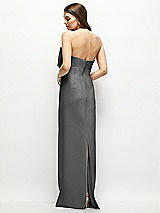 Alt View 4 Thumbnail - Gunmetal Strapless Satin Column Maxi Dress with Oversized Handcrafted Bow