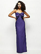 Alt View 1 Thumbnail - Grape Strapless Satin Column Maxi Dress with Oversized Handcrafted Bow