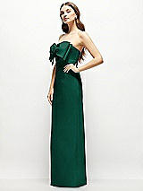 Alt View 3 Thumbnail - Hunter Green Strapless Satin Column Maxi Dress with Oversized Handcrafted Bow