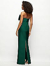 Rear View Thumbnail - Hunter Green Strapless Satin Column Maxi Dress with Oversized Handcrafted Bow
