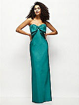 Alt View 1 Thumbnail - Jade Strapless Satin Column Maxi Dress with Oversized Handcrafted Bow