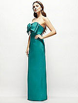 Alt View 3 Thumbnail - Jade Strapless Satin Column Maxi Dress with Oversized Handcrafted Bow