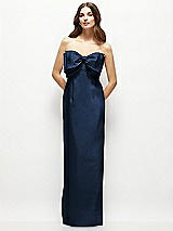 Alt View 2 Thumbnail - Midnight Navy Strapless Satin Column Maxi Dress with Oversized Handcrafted Bow