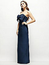 Alt View 3 Thumbnail - Midnight Navy Strapless Satin Column Maxi Dress with Oversized Handcrafted Bow