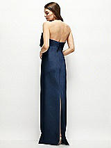 Alt View 4 Thumbnail - Midnight Navy Strapless Satin Column Maxi Dress with Oversized Handcrafted Bow