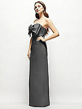 Alt View 3 Thumbnail - Pewter Strapless Satin Column Maxi Dress with Oversized Handcrafted Bow