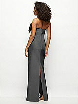 Rear View Thumbnail - Pewter Strapless Satin Column Maxi Dress with Oversized Handcrafted Bow