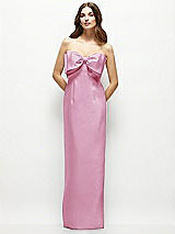 Alt View 2 Thumbnail - Powder Pink Strapless Satin Column Maxi Dress with Oversized Handcrafted Bow
