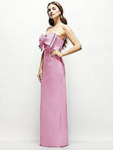 Alt View 3 Thumbnail - Powder Pink Strapless Satin Column Maxi Dress with Oversized Handcrafted Bow