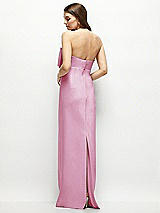 Alt View 4 Thumbnail - Powder Pink Strapless Satin Column Maxi Dress with Oversized Handcrafted Bow