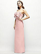 Alt View 3 Thumbnail - Rose - PANTONE Rose Quartz Strapless Satin Column Maxi Dress with Oversized Handcrafted Bow