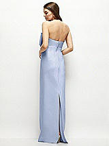 Alt View 4 Thumbnail - Sky Blue Strapless Satin Column Maxi Dress with Oversized Handcrafted Bow