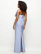 Rear View Thumbnail - Sky Blue Strapless Satin Column Maxi Dress with Oversized Handcrafted Bow