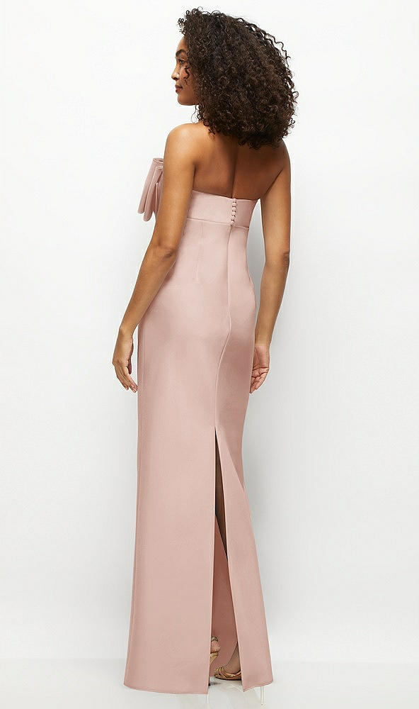 Back View - Toasted Sugar Strapless Satin Column Maxi Dress with Oversized Handcrafted Bow