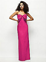Alt View 1 Thumbnail - Think Pink Strapless Satin Column Maxi Dress with Oversized Handcrafted Bow