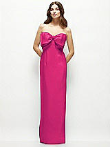 Alt View 2 Thumbnail - Think Pink Strapless Satin Column Maxi Dress with Oversized Handcrafted Bow