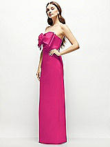 Alt View 3 Thumbnail - Think Pink Strapless Satin Column Maxi Dress with Oversized Handcrafted Bow