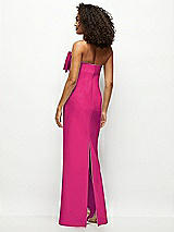 Rear View Thumbnail - Think Pink Strapless Satin Column Maxi Dress with Oversized Handcrafted Bow