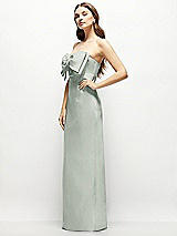 Alt View 3 Thumbnail - Willow Green Strapless Satin Column Maxi Dress with Oversized Handcrafted Bow
