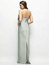 Alt View 4 Thumbnail - Willow Green Strapless Satin Column Maxi Dress with Oversized Handcrafted Bow
