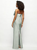 Rear View Thumbnail - Willow Green Strapless Satin Column Maxi Dress with Oversized Handcrafted Bow
