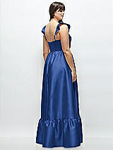 Alt View 3 Thumbnail - Classic Blue Satin Corset Maxi Dress with Ruffle Straps & Skirt