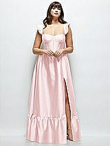 Alt View 1 Thumbnail - Ballet Pink Satin Corset Maxi Dress with Ruffle Straps & Skirt