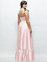 Alt View 3 Thumbnail - Ballet Pink Satin Corset Maxi Dress with Ruffle Straps & Skirt