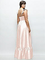 Alt View 3 Thumbnail - Blush Satin Corset Maxi Dress with Ruffle Straps & Skirt