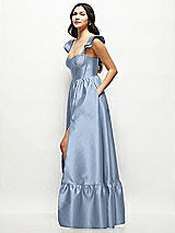 Side View Thumbnail - Cloudy Satin Corset Maxi Dress with Ruffle Straps & Skirt
