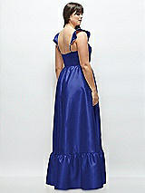 Alt View 3 Thumbnail - Cobalt Blue Satin Corset Maxi Dress with Ruffle Straps & Skirt