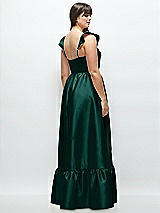 Alt View 3 Thumbnail - Evergreen Satin Corset Maxi Dress with Ruffle Straps & Skirt