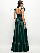 Rear View Thumbnail - Evergreen Satin Corset Maxi Dress with Ruffle Straps & Skirt