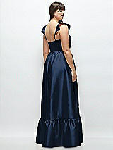 Alt View 3 Thumbnail - Midnight Navy Satin Corset Maxi Dress with Ruffle Straps & Skirt