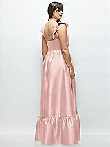 Alt View 3 Thumbnail - Rose - PANTONE Rose Quartz Satin Corset Maxi Dress with Ruffle Straps & Skirt