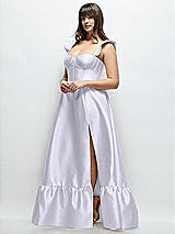 Alt View 2 Thumbnail - Silver Dove Satin Corset Maxi Dress with Ruffle Straps & Skirt