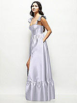 Side View Thumbnail - Silver Dove Satin Corset Maxi Dress with Ruffle Straps & Skirt