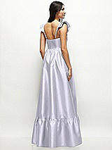 Rear View Thumbnail - Silver Dove Satin Corset Maxi Dress with Ruffle Straps & Skirt