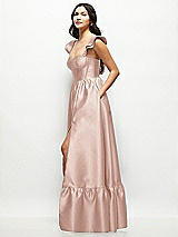 Side View Thumbnail - Toasted Sugar Satin Corset Maxi Dress with Ruffle Straps & Skirt