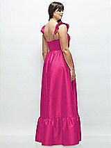 Alt View 3 Thumbnail - Think Pink Satin Corset Maxi Dress with Ruffle Straps & Skirt