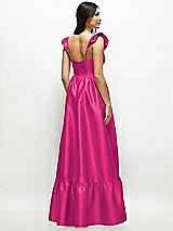 Rear View Thumbnail - Think Pink Satin Corset Maxi Dress with Ruffle Straps & Skirt