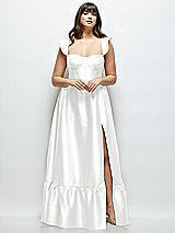 Alt View 1 Thumbnail - White Satin Corset Maxi Dress with Ruffle Straps & Skirt