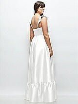 Alt View 3 Thumbnail - White Satin Corset Maxi Dress with Ruffle Straps & Skirt