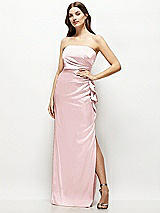 Alt View 1 Thumbnail - Ballet Pink Strapless Draped Skirt Satin Maxi Dress with Cascade Ruffle