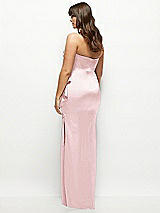 Rear View Thumbnail - Ballet Pink Strapless Draped Skirt Satin Maxi Dress with Cascade Ruffle