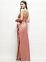 Alt View 3 Thumbnail - Desert Rose Strapless Draped Skirt Satin Maxi Dress with Cascade Ruffle